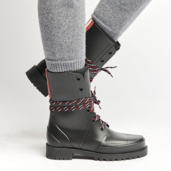 Bernardo Andra Lace Up Combat Moto Rain Boots - Picture 2 of 13